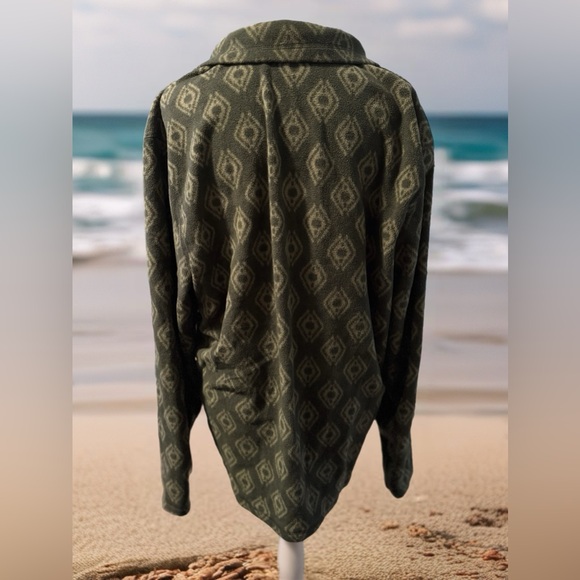 Eddie Bauer‎ Olive Patterned Fleece Pullover - Picture 5 of 5